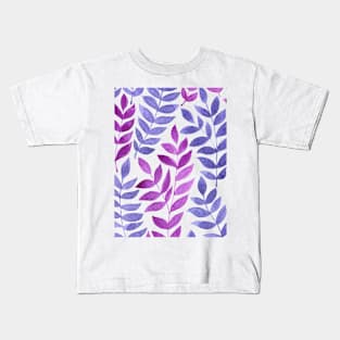 Watercolor leaves in magenta and violet Kids T-Shirt